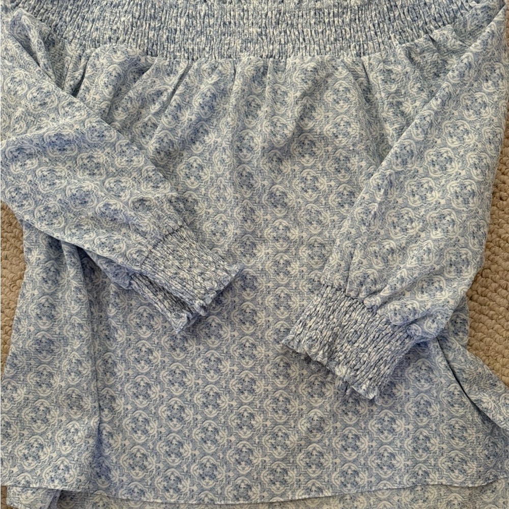 City Chic Blue and White Paisley Top